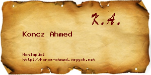 Koncz Ahmed névjegykártya